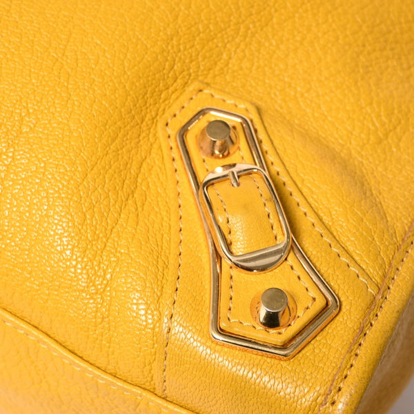BALENCIAGA Classic Metallic Edge City Handbag Shoulder Bag 390154 Goatskin Yellow Gold Hardware Studs 2way Good Condition Used 4a003657