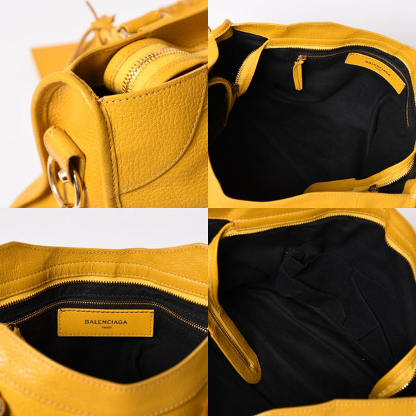BALENCIAGA Classic Metallic Edge City Handbag Shoulder Bag 390154 Goatskin Yellow Gold Hardware Studs 2way Good Condition Used 4a003657