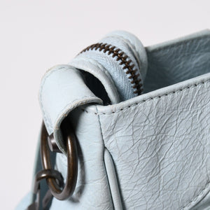 BALENCIAGA Classic Velo Handbag Shoulder Bag 235216 Editors 2WAY Lambskin Ice Blue Metal Black Hardware Good Condition Used 4a003651