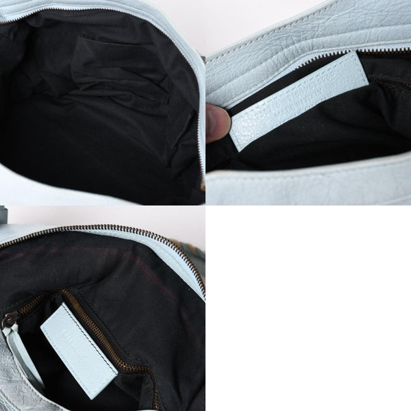 BALENCIAGA Classic Velo Handbag Shoulder Bag 235216 Editors 2WAY Lambskin Ice Blue Metal Black Hardware Good Condition Used 4a003651