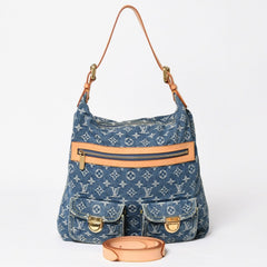 Very good condition LOUIS VUITTON Monogram Denim Baggy GM Shoulder Bag Handbag M95048 Indigo Blue Gold Hardware Used 4a003639