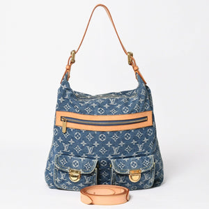 Very good condition LOUIS VUITTON Monogram Denim Baggy GM Shoulder Bag Handbag M95048 Indigo Blue Gold Hardware Used 4a003639