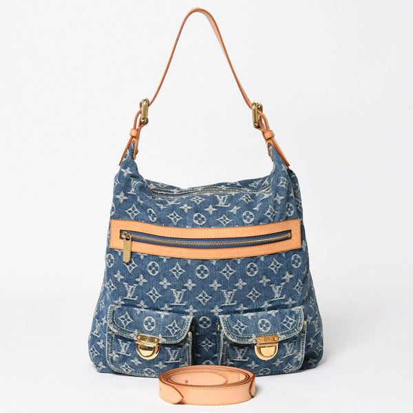 Very good condition LOUIS VUITTON Monogram Denim Baggy GM Shoulder Bag Handbag M95048 Indigo Blue Gold Hardware Used 4a003639
