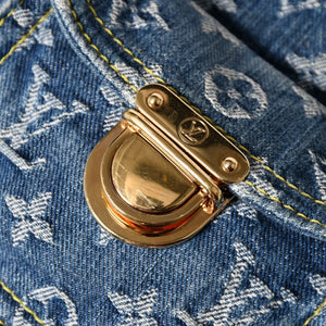 Very good condition LOUIS VUITTON Monogram Denim Baggy GM Shoulder Bag Handbag M95048 Indigo Blue Gold Hardware Used 4a003639
