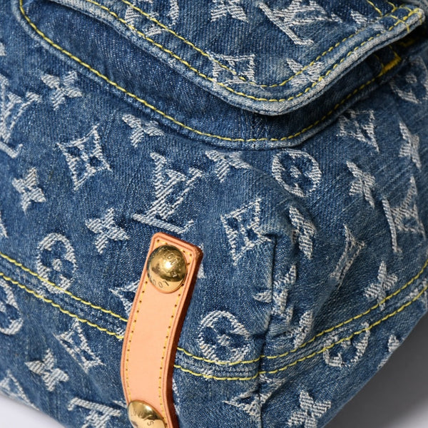 Very good condition LOUIS VUITTON Monogram Denim Baggy GM Shoulder Bag Handbag M95048 Indigo Blue Gold Hardware Used 4a003639