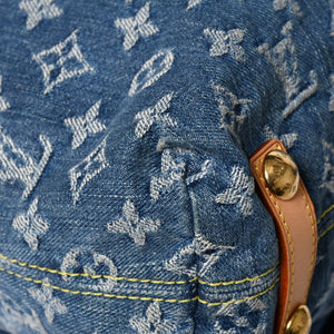 Very good condition LOUIS VUITTON Monogram Denim Baggy GM Shoulder Bag Handbag M95048 Indigo Blue Gold Hardware Used 4a003639