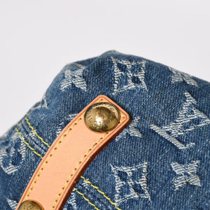 Very good condition LOUIS VUITTON Monogram Denim Baggy GM Shoulder Bag Handbag M95048 Indigo Blue Gold Hardware Used 4a003639