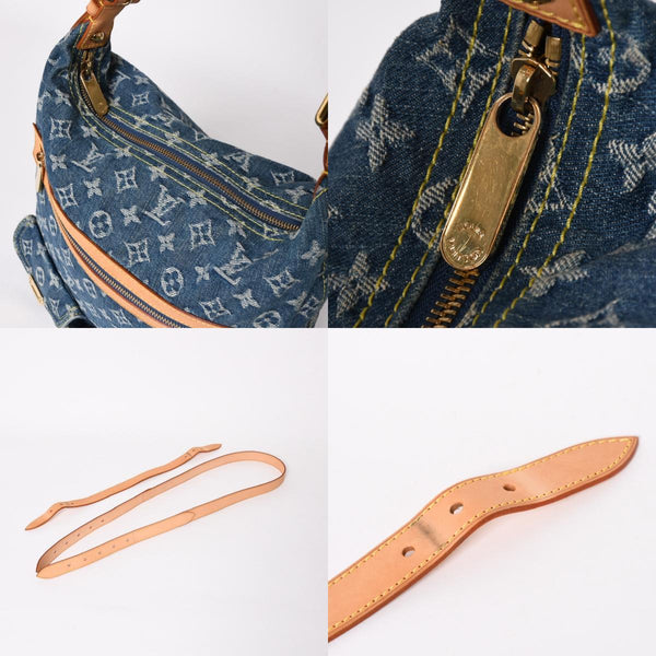 Very good condition LOUIS VUITTON Monogram Denim Baggy GM Shoulder Bag Handbag M95048 Indigo Blue Gold Hardware Used 4a003639