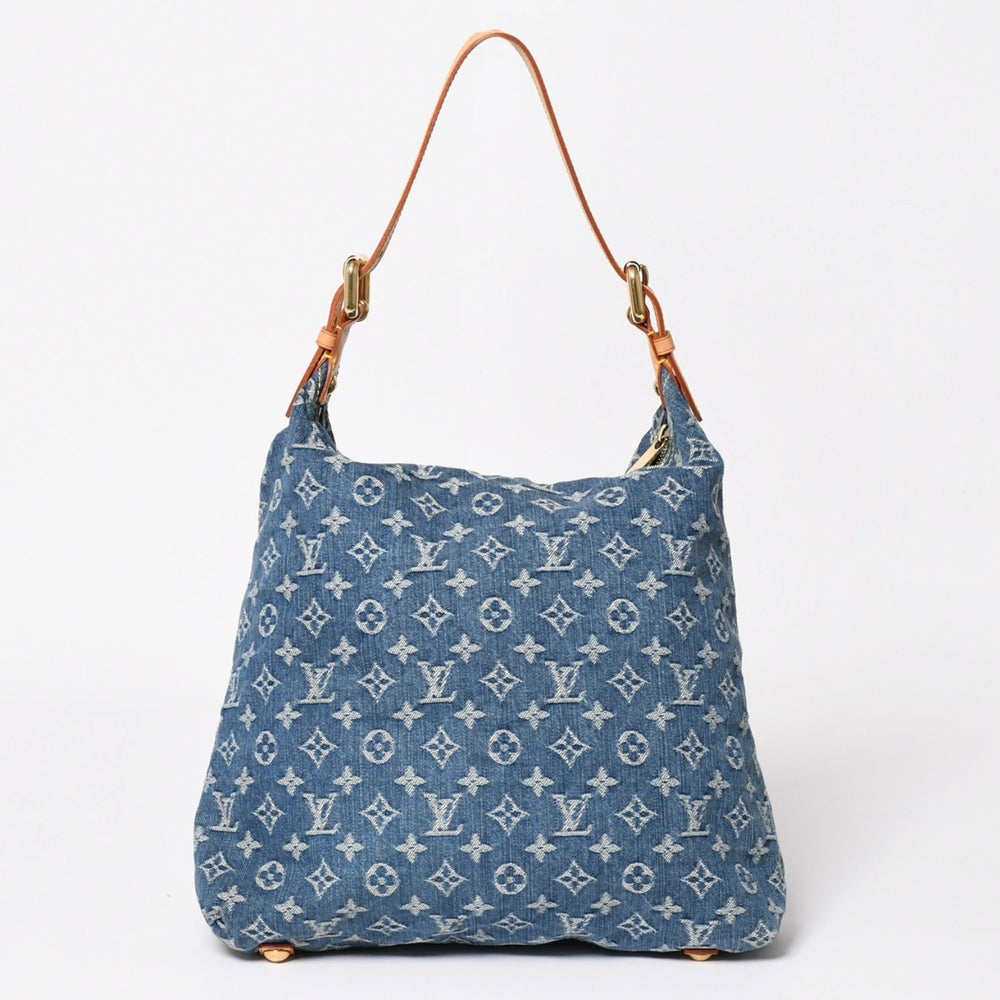 Very good condition LOUIS VUITTON Monogram Denim Baggy GM Shoulder Bag Handbag M95048 Indigo Blue Gold Hardware Used 4a003639
