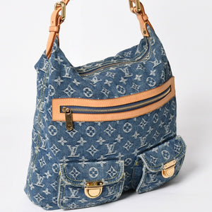 Very good condition LOUIS VUITTON Monogram Denim Baggy GM Shoulder Bag Handbag M95048 Indigo Blue Gold Hardware Used 4a003639