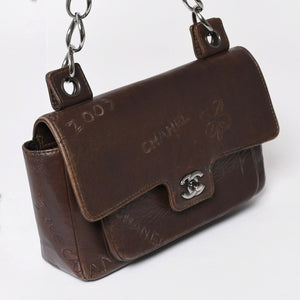 CHANEL シャネル チェーンショルダーバッグ アイコンモチーフ クルーズライン 8番台 2003年 ブラウン シルバー 美品 中古 4a003640