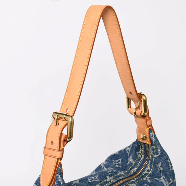 Very good condition LOUIS VUITTON Monogram Denim Baggy GM Shoulder Bag Handbag M95048 Indigo Blue Gold Hardware Used 4a003639
