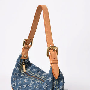 Very good condition LOUIS VUITTON Monogram Denim Baggy GM Shoulder Bag Handbag M95048 Indigo Blue Gold Hardware Used 4a003639