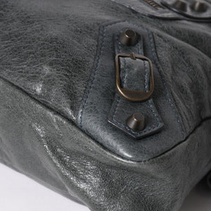 BALENCIAGA The First Handbag Shoulder Bag 103208 Lambskin Dark Gray Metal Black Hardware 2way Good Condition Used 4a003641