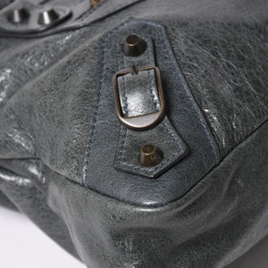 BALENCIAGA The First Handbag Shoulder Bag 103208 Lambskin Dark Gray Metal Black Hardware 2way Good Condition Used 4a003641