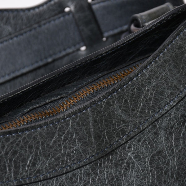 BALENCIAGA The First Handbag Shoulder Bag 103208 Lambskin Dark Gray Metal Black Hardware 2way Good Condition Used 4a003641