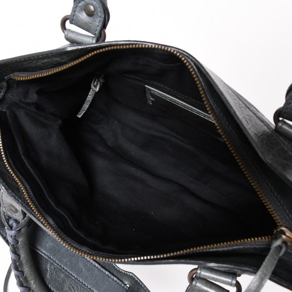 BALENCIAGA The First Handbag Shoulder Bag 103208 Lambskin Dark Gray Metal Black Hardware 2way Good Condition Used 4a003641