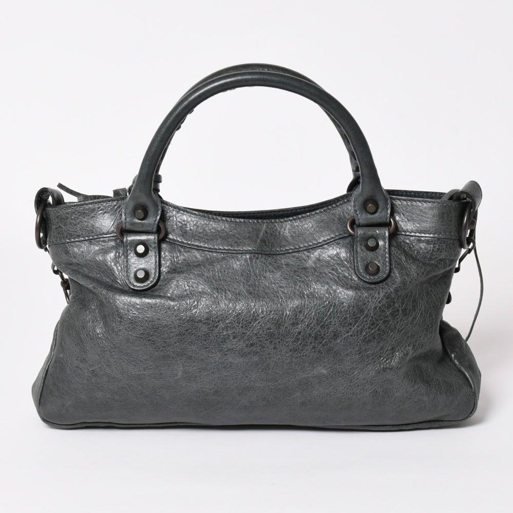 BALENCIAGA バレンシアガ ザ ファースト ハンドバッグ ショルダーバッグ 103208 ラムスキン ダークグレー メタルブラック金具 2way 美品 中古 4a003641