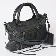 画像をギャラリービューアに読み込む, BALENCIAGA バレンシアガ ザ ファースト ハンドバッグ ショルダーバッグ 103208 ラムスキン ダークグレー メタルブラック金具 2way 美品 中古 4a003641