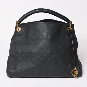 極美品 LOUIS VUITTON ルイヴィトン アーツィーMM ワンショルダーバッグ ハンドバッグ M93448 カーフスキン モノグラムアンプラント ブラック ゴールド金具 中古 4a003503