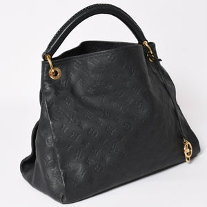 極美品 LOUIS VUITTON ルイヴィトン アーツィーMM ワンショルダーバッグ ハンドバッグ M93448 カーフスキン モノグラムアンプラント ブラック ゴールド金具 中古 4a003503