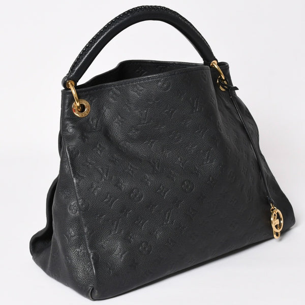 極美品 LOUIS VUITTON ルイヴィトン アーツィーMM ワンショルダーバッグ ハンドバッグ M93448 カーフスキン モノグラムアンプラント ブラック ゴールド金具 中古 4a003503