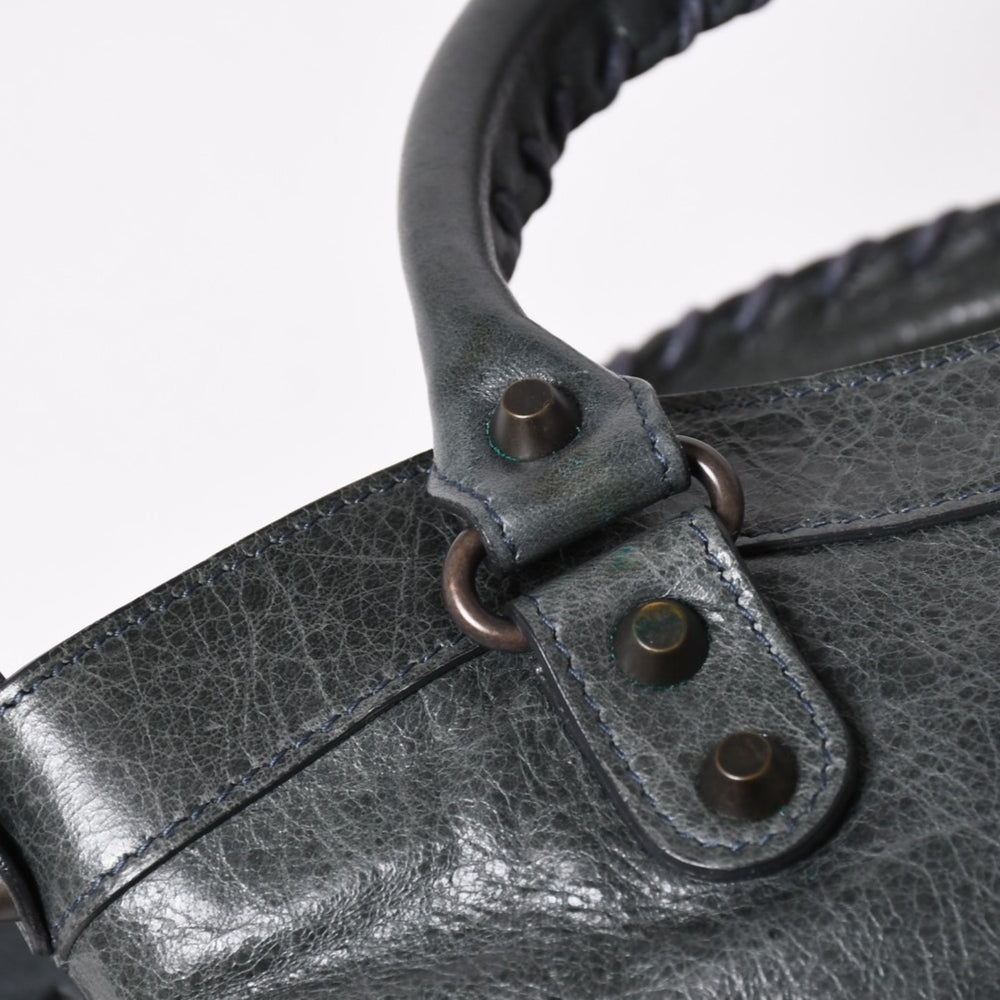 BALENCIAGA バレンシアガ ザ ファースト ハンドバッグ ショルダーバッグ 103208 ラムスキン ダークグレー メタルブラック金具 2way 美品 中古 4a003641
