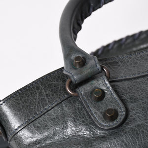 BALENCIAGA The First Handbag Shoulder Bag 103208 Lambskin Dark Gray Metal Black Hardware 2way Good Condition Used 4a003641