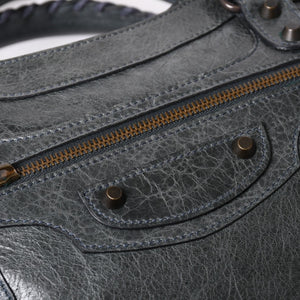 BALENCIAGA The First Handbag Shoulder Bag 103208 Lambskin Dark Gray Metal Black Hardware 2way Good Condition Used 4a003641