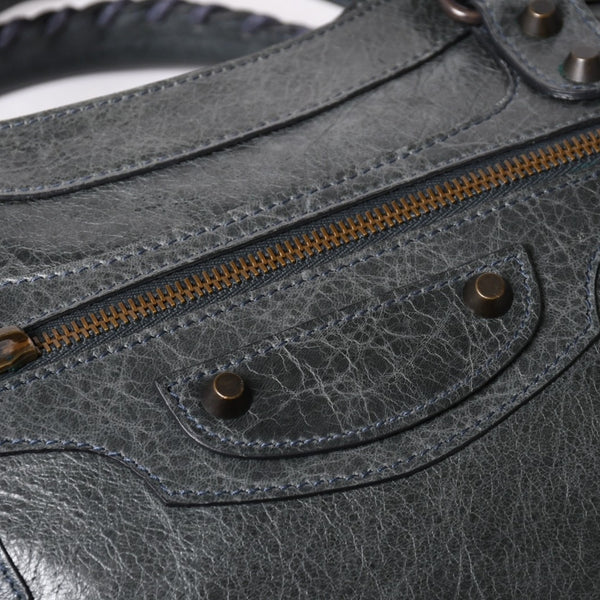 BALENCIAGA The First Handbag Shoulder Bag 103208 Lambskin Dark Gray Metal Black Hardware 2way Good Condition Used 4a003641