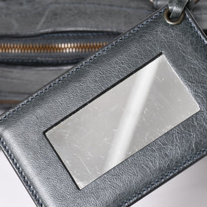 BALENCIAGA The First Handbag Shoulder Bag 103208 Lambskin Dark Gray Metal Black Hardware 2way Good Condition Used 4a003641