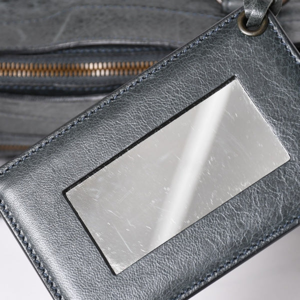 BALENCIAGA The First Handbag Shoulder Bag 103208 Lambskin Dark Gray Metal Black Hardware 2way Good Condition Used 4a003641