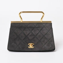 画像をギャラリービューアに読み込む, 極美品 CHANEL シャネル トップハンドル ハンドバッグ 3番台 ココマーク スウェード ターンロック ダークグレー ゴールド金具 中古 4a003643