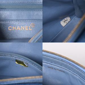 Very Good Condition CHANEL Chanel Matelasse Denim Backpack Rucksack No. 4 Turnlock Indigo Blue Gold Hardware Used 4a003650