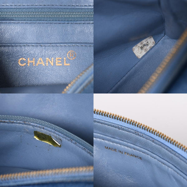Very Good Condition CHANEL Chanel Matelasse Denim Backpack Rucksack No. 4 Turnlock Indigo Blue Gold Hardware Used 4a003650