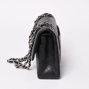 極美品 CHANEL シャネル マトラッセ25 Wフラップ Wチェーンショルダーバッグ 6番台 ラムスキン ココマーク ブラック シルバー金具 中古 4a003645 6