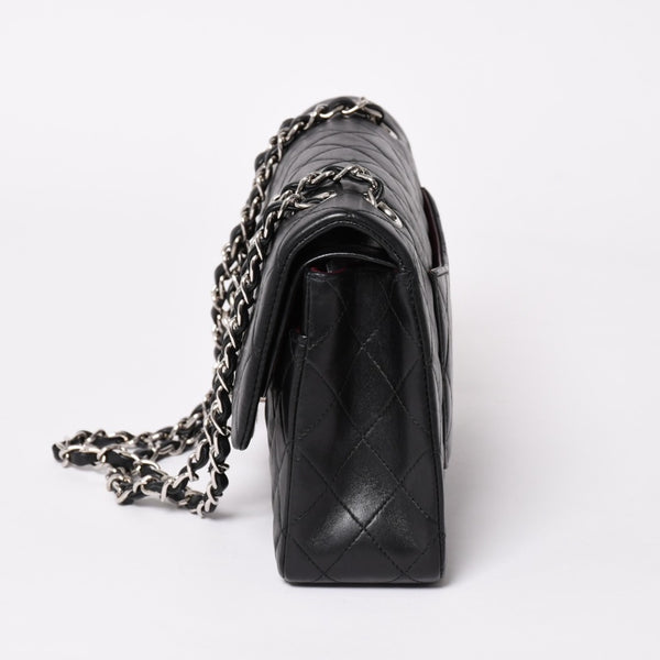 極美品 CHANEL シャネル マトラッセ25 Wフラップ Wチェーンショルダーバッグ 6番台 ラムスキン ココマーク ブラック シルバー金具 中古 4a003645 6
