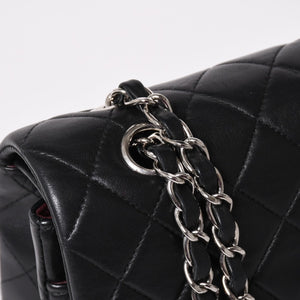 極美品 CHANEL シャネル マトラッセ25 Wフラップ Wチェーンショルダーバッグ 6番台 ラムスキン ココマーク ブラック シルバー金具 中古 4a003645 6