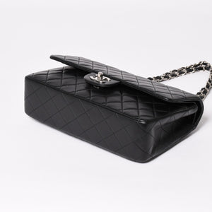 極美品 CHANEL シャネル マトラッセ25 Wフラップ Wチェーンショルダーバッグ 6番台 ラムスキン ココマーク ブラック シルバー金具 中古 4a003645 6