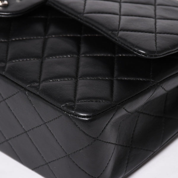 極美品 CHANEL シャネル マトラッセ25 Wフラップ Wチェーンショルダーバッグ 6番台 ラムスキン ココマーク ブラック シルバー金具 中古 4a003645 6