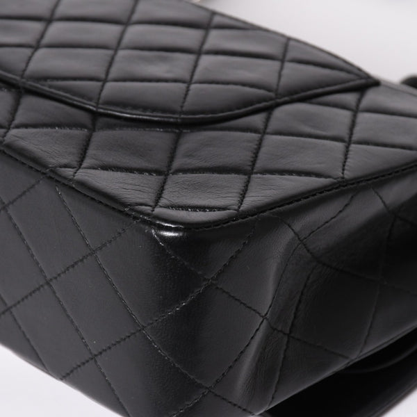 極美品 CHANEL シャネル マトラッセ25 Wフラップ Wチェーンショルダーバッグ 6番台 ラムスキン ココマーク ブラック シルバー金具 中古 4a003645 6