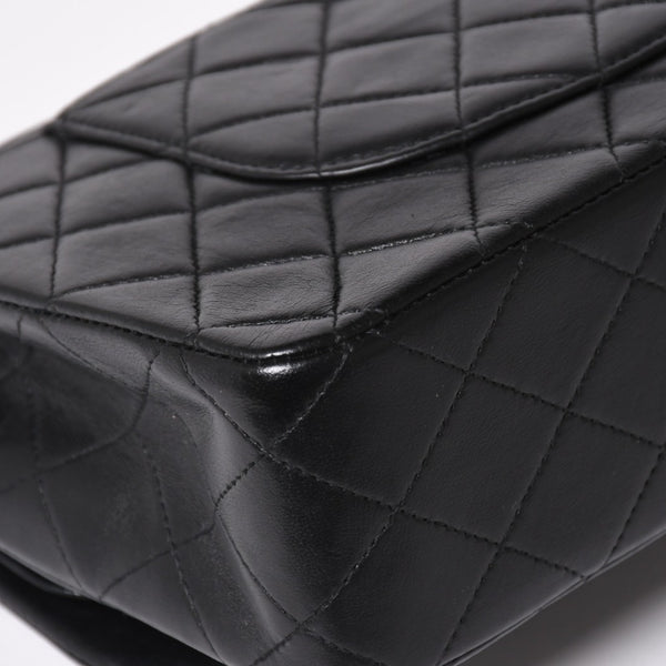 極美品 CHANEL シャネル マトラッセ25 Wフラップ Wチェーンショルダーバッグ 6番台 ラムスキン ココマーク ブラック シルバー金具 中古 4a003645 6