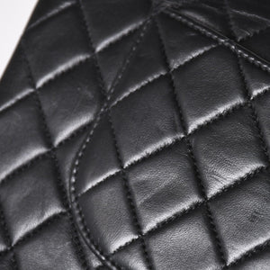 極美品 CHANEL シャネル マトラッセ25 Wフラップ Wチェーンショルダーバッグ 6番台 ラムスキン ココマーク ブラック シルバー金具 中古 4a003645 6