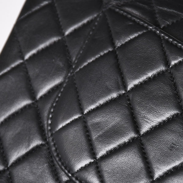 極美品 CHANEL シャネル マトラッセ25 Wフラップ Wチェーンショルダーバッグ 6番台 ラムスキン ココマーク ブラック シルバー金具 中古 4a003645 6