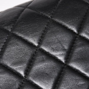 極美品 CHANEL シャネル マトラッセ25 Wフラップ Wチェーンショルダーバッグ 6番台 ラムスキン ココマーク ブラック シルバー金具 中古 4a003645 6