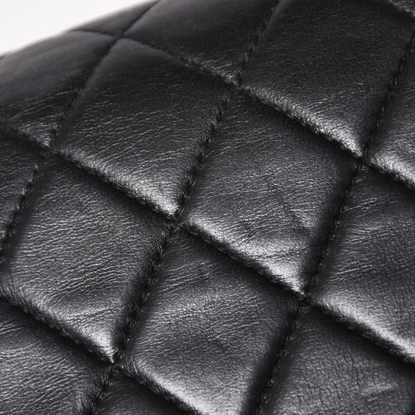 極美品 CHANEL シャネル マトラッセ25 Wフラップ Wチェーンショルダーバッグ 6番台 ラムスキン ココマーク ブラック シルバー金具 中古 4a003645 6