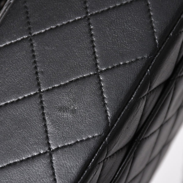 極美品 CHANEL シャネル マトラッセ25 Wフラップ Wチェーンショルダーバッグ 6番台 ラムスキン ココマーク ブラック シルバー金具 中古 4a003645 6