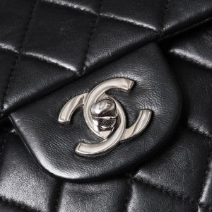 極美品 CHANEL シャネル マトラッセ25 Wフラップ Wチェーンショルダーバッグ 6番台 ラムスキン ココマーク ブラック シルバー金具 中古 4a003645 6