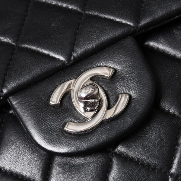 極美品 CHANEL シャネル マトラッセ25 Wフラップ Wチェーンショルダーバッグ 6番台 ラムスキン ココマーク ブラック シルバー金具 中古 4a003645 6