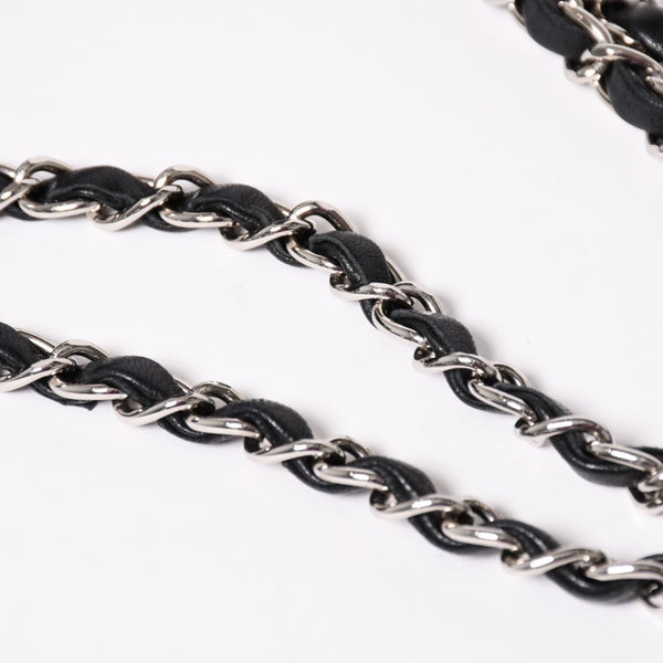 極美品 CHANEL シャネル マトラッセ25 Wフラップ Wチェーンショルダーバッグ 6番台 ラムスキン ココマーク ブラック シルバー金具 中古 4a003645 6